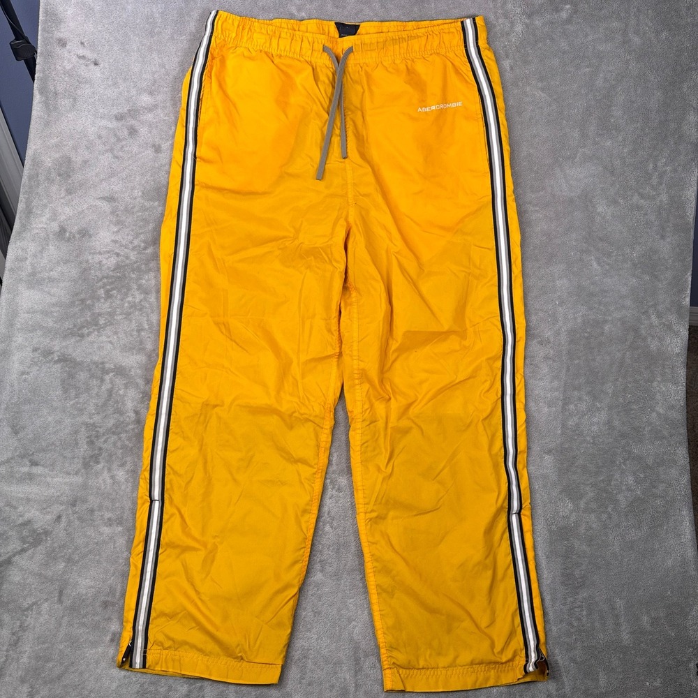 Vintage Abercrombie & Fitch Pants Mens XLYellow Track Windbreaker Lined Y2K